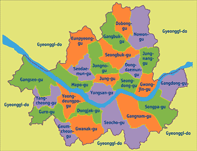 die Stadtteile Seouls