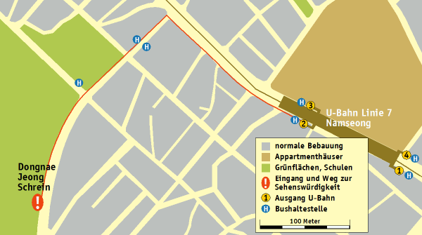 Wegskizze Dongnae Jeong Schrein